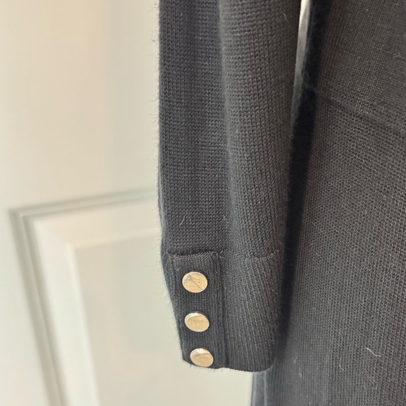 White House Black Market Black Long Minimalist Classic Cardigan Sweater Jacket M - Picture 3 of 9